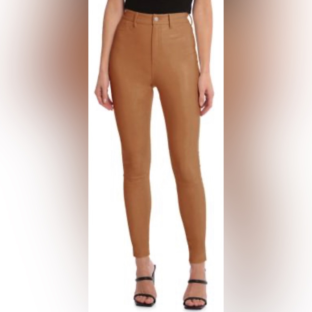 Avec Les Filles Zoe Faux Leather Skinny Pants, Camel, sz M